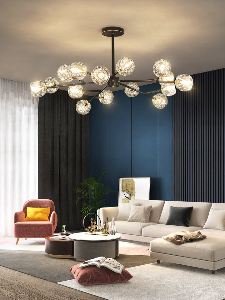 Lustra Suspension Lampe Boule en Cristal et Laiton en Grappe - Neutralighting