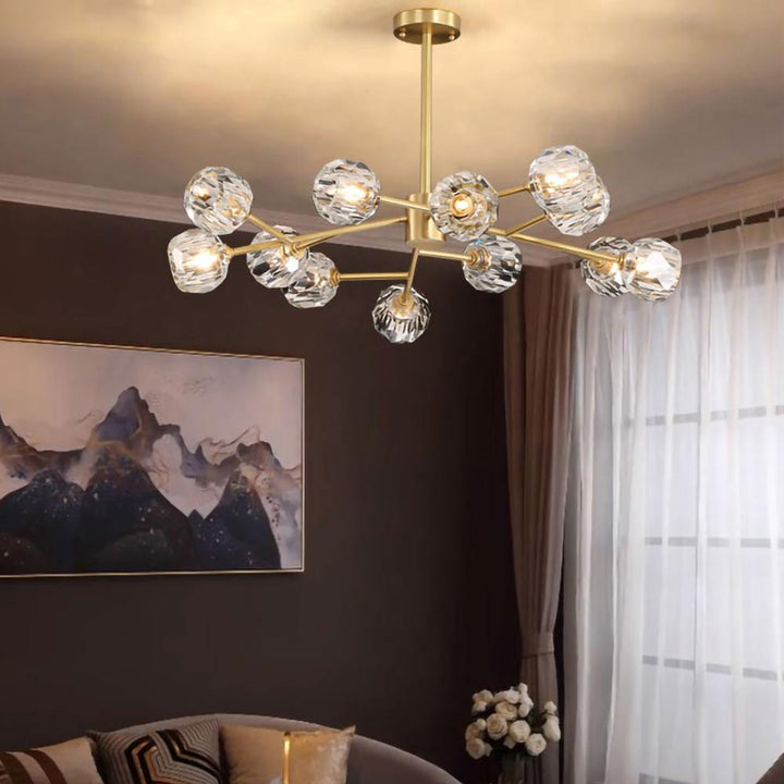 Lustra Suspension Lampe Boule en Cristal et Laiton en Grappe - Neutralighting