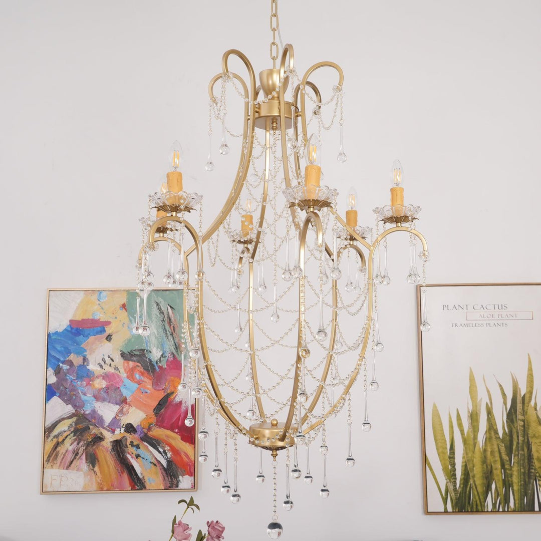 Lustra Chandelier Cage à Oiseaux avec Gouttes en Verre - Neutralighting