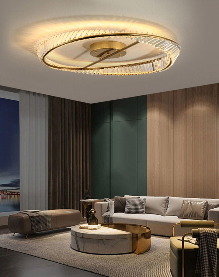 Lustra Plafonnier Anneaux en Cristal et Acier Inoxydable - Neutralighting