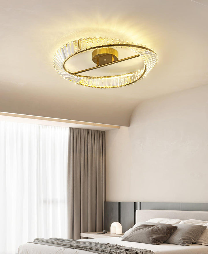Lustra Plafonnier Anneaux en Cristal et Acier Inoxydable - Neutralighting