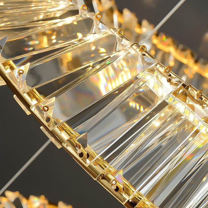 Lustra Plafonnier Anneaux en Cristal et Acier Inoxydable - Neutralighting