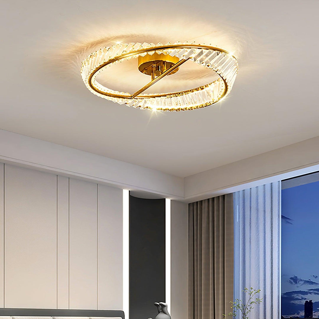 Lustra Plafonnier Anneaux en Cristal et Acier Inoxydable - Neutralighting