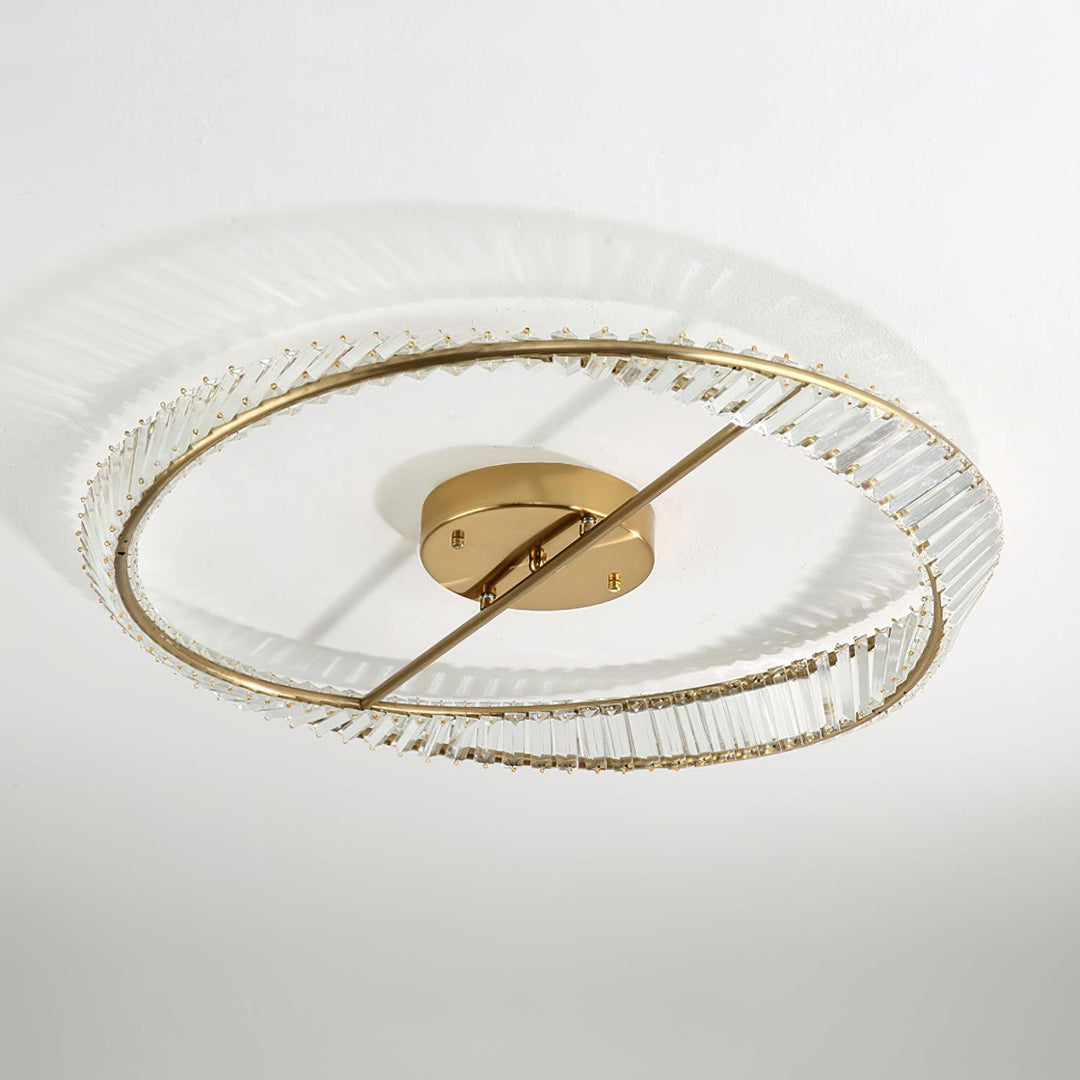 Lustra Plafonnier Anneaux en Cristal et Acier Inoxydable - Neutralighting
