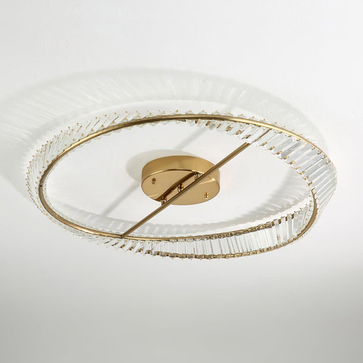 Lustra Plafonnier Anneaux en Cristal et Acier Inoxydable - Neutralighting