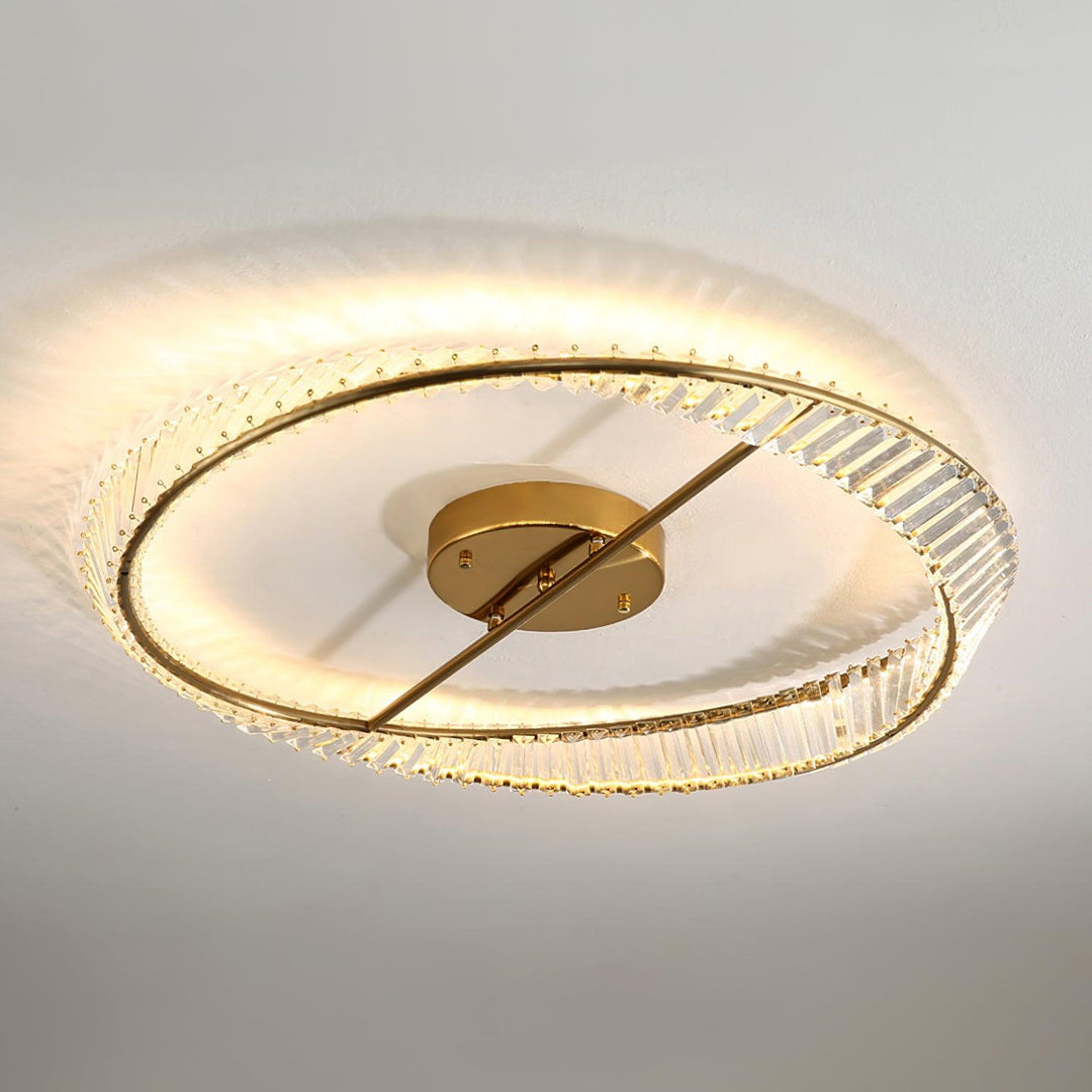 Lustra Plafonnier Anneaux en Cristal et Acier Inoxydable - Neutralighting