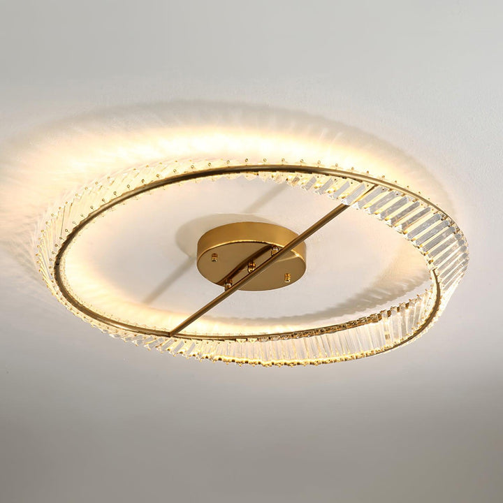 Lustra Plafonnier Anneaux en Cristal et Acier Inoxydable - Neutralighting