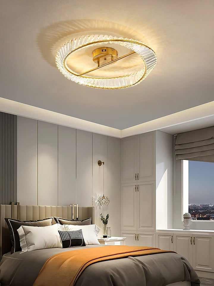 Lustra Plafonnier Anneaux en Cristal et Acier Inoxydable - Neutralighting