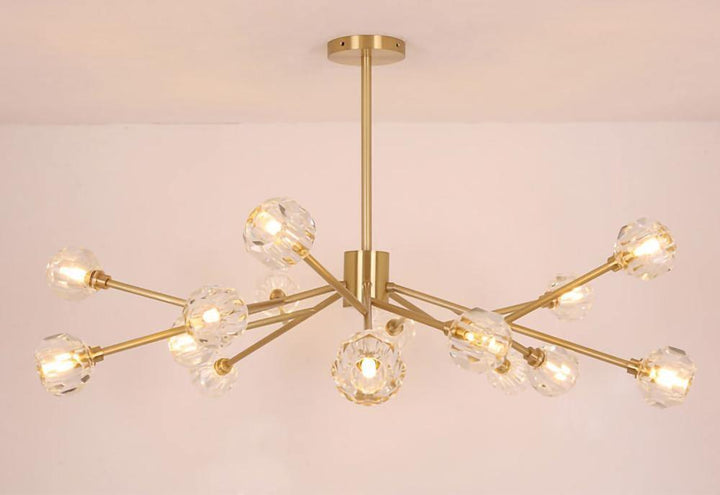 Lustra Suspension Lampe Boule en Cristal et Laiton en Grappe - Neutralighting