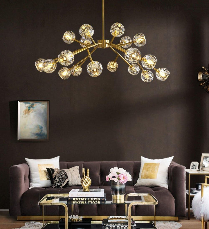 Lustra Suspension Lampe Boule en Cristal et Laiton en Grappe - Neutralighting