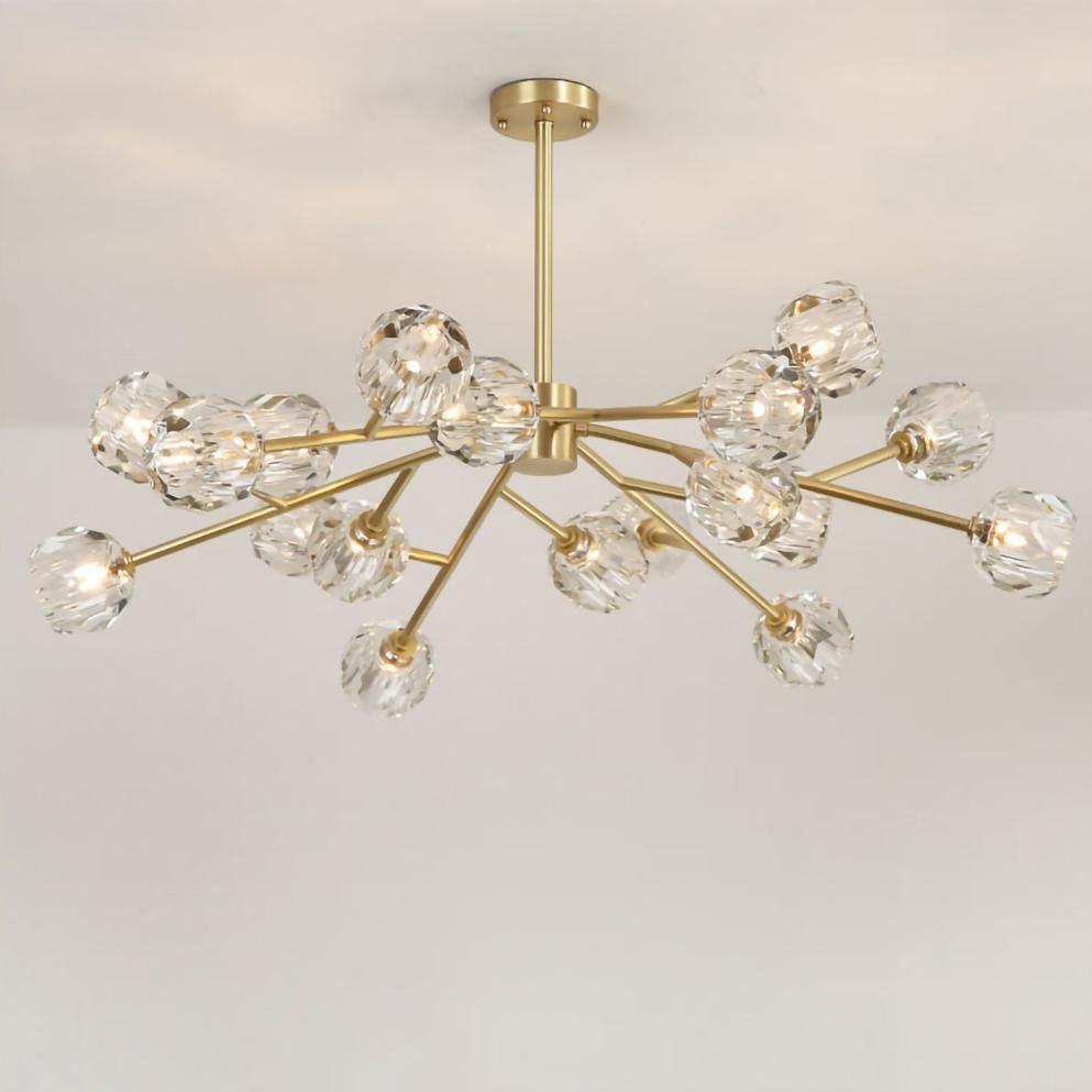Lustra Suspension Lampe Boule en Cristal et Laiton en Grappe - Neutralighting