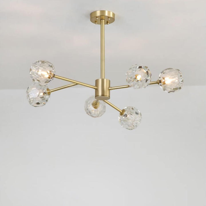 Lustra Suspension Lampe Boule en Cristal et Laiton en Grappe - Neutralighting