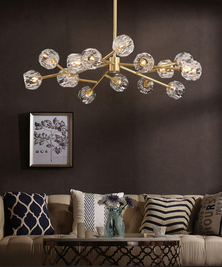 Lustra Suspension Lampe Boule en Cristal et Laiton en Grappe - Neutralighting