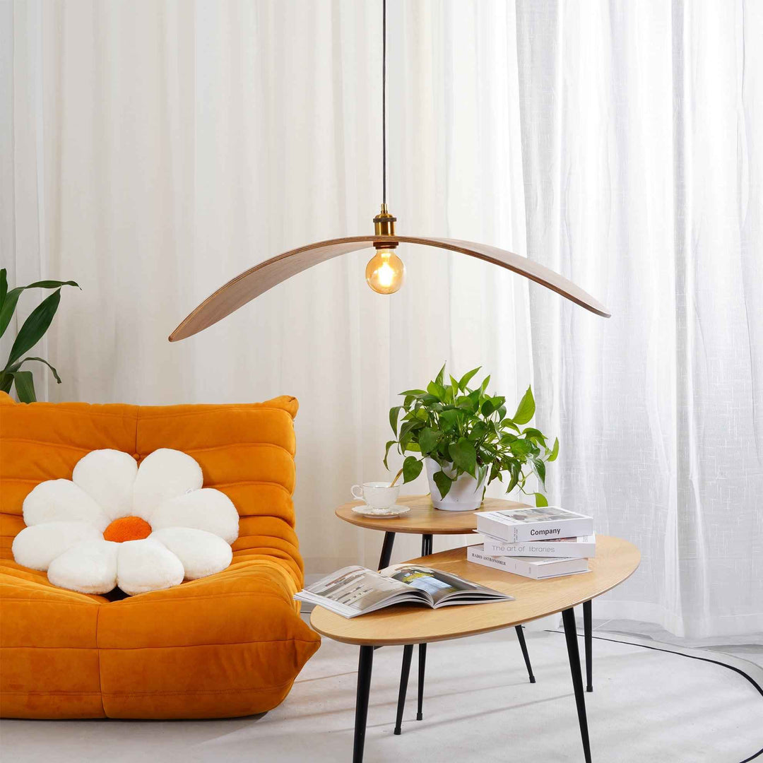 Muto Suspension Incuvré Minimaliste, Metal/Bois, Bois, Chambre - Neutralighting