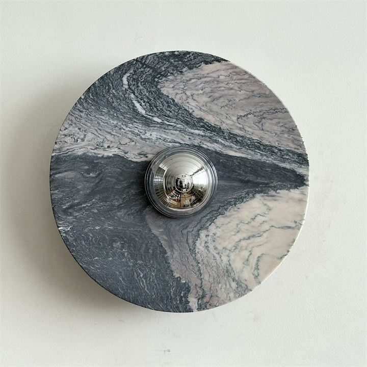 Zeno Applique Murale Ronde en Chrome, Marbre et Métal Style Minimaliste Moderne - Neutralighting