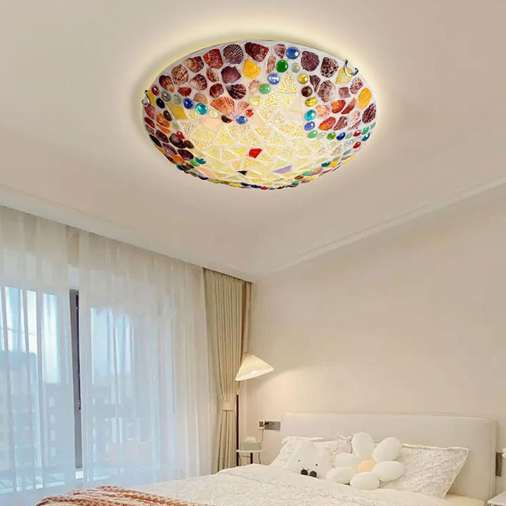 Tiffany Rustique Plafonnier Métal Verre Chambre À Coucher - Neutralighting