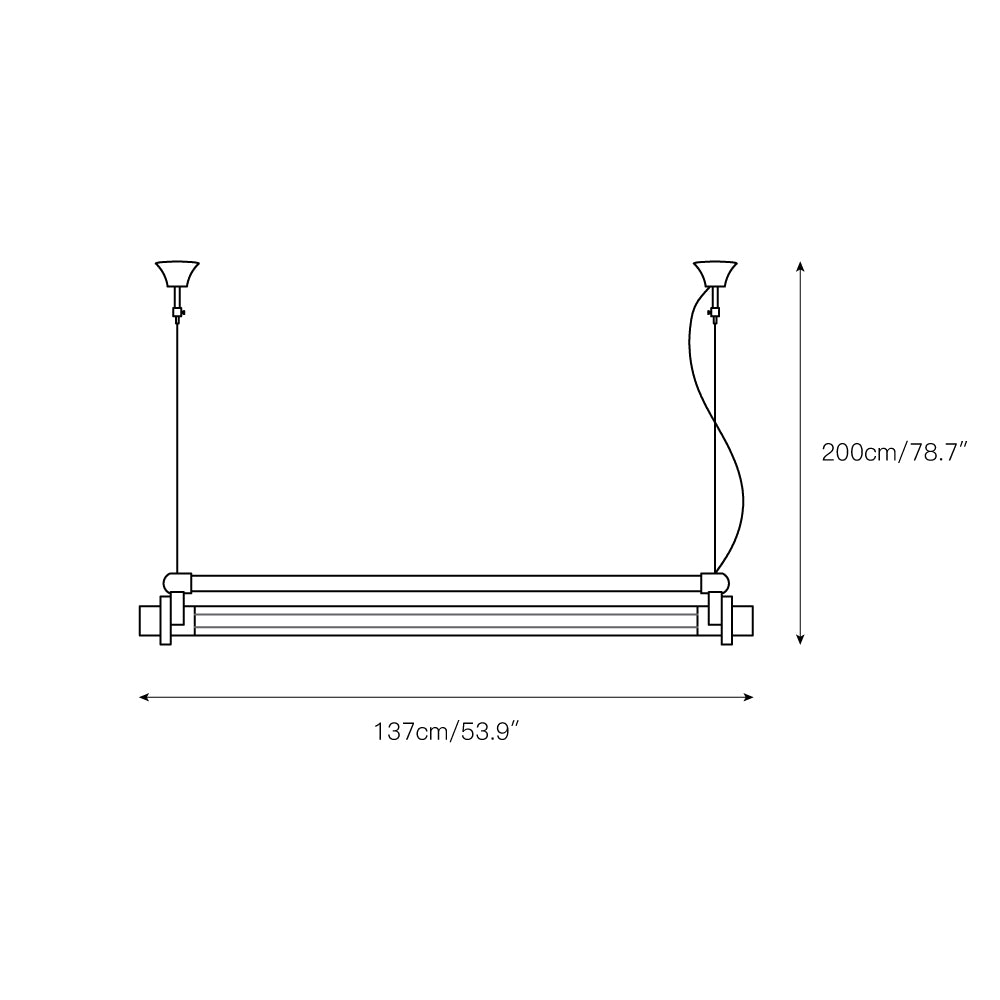 Ciel Lampe Pendante Métal Tube Et Acrylique Industrielle - Neutralighting