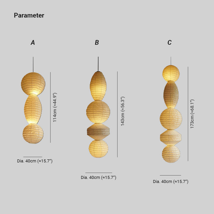 Nami Suspension lanterne en papier style wabi-sabi - Neutralighting