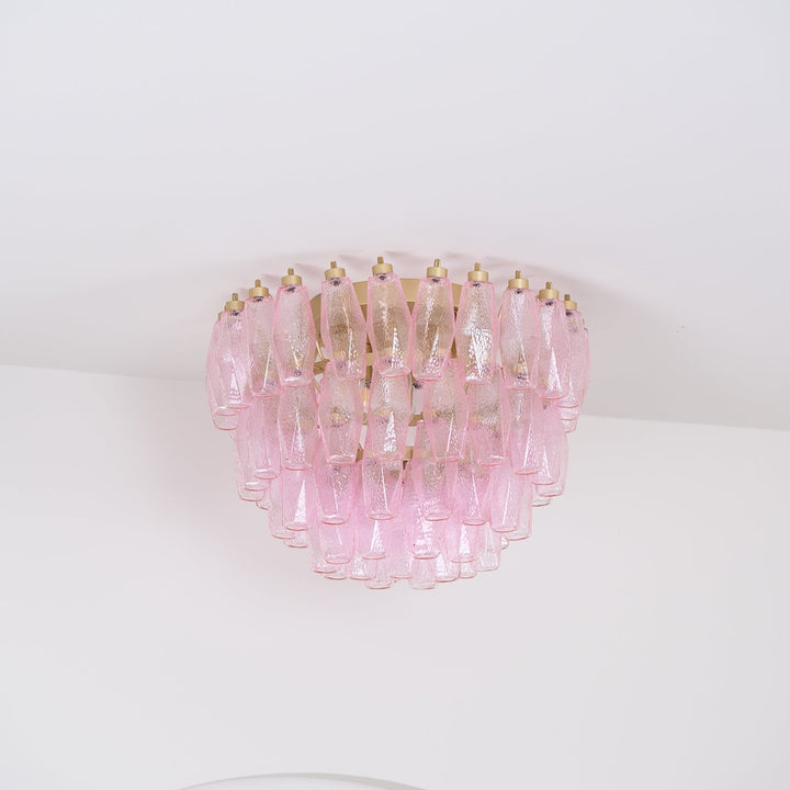 Aurora Lampe de Plafond en Verre de Murano Poliedri Rose - Neutralighting