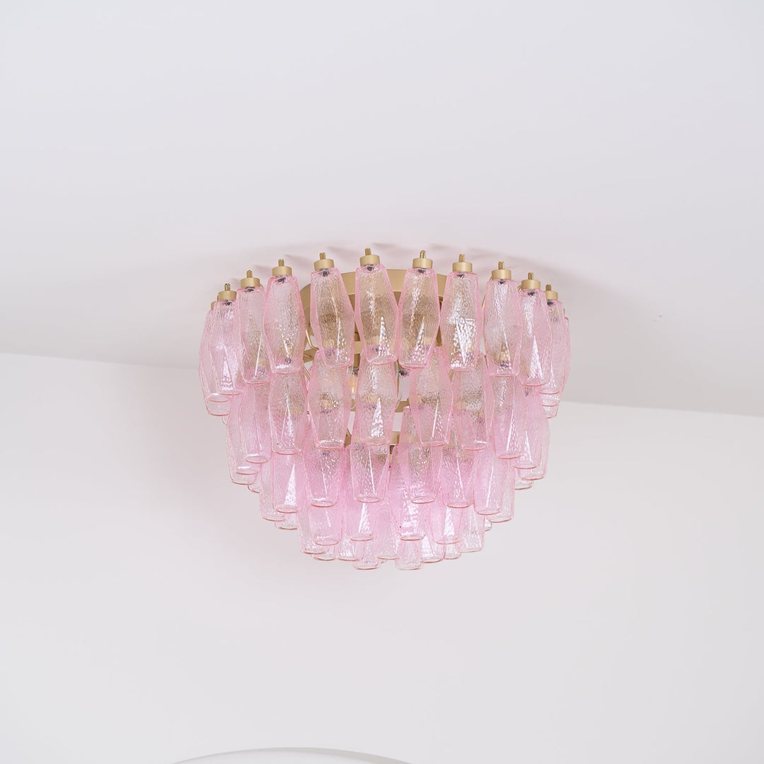Aurora Lampe de Plafond en Verre de Murano Poliedri Rose - Neutralighting