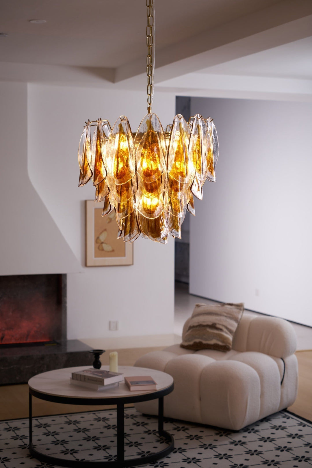Aurora Lustre Ambre Feuille Verre Superposé Organique Chaleur - Neutralighting