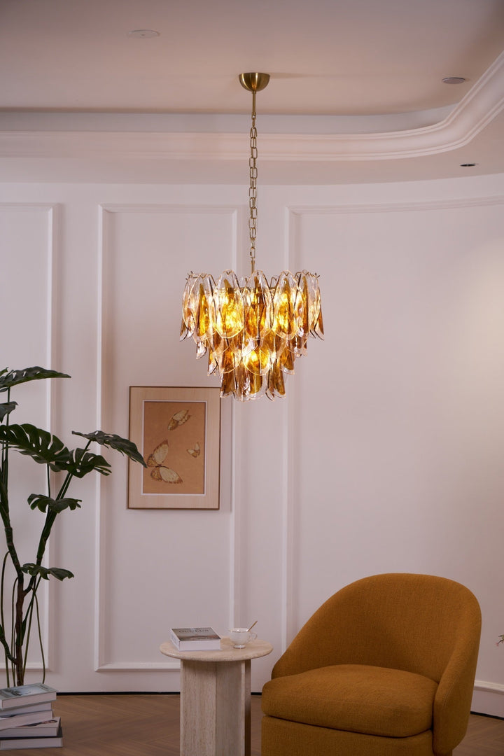 Aurora Lustre Ambre Feuille Verre Superposé Organique Chaleur - Neutralighting