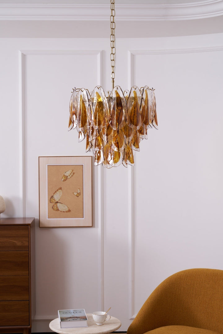 Aurora Lustre Ambre Feuille Verre Superposé Organique Chaleur - Neutralighting