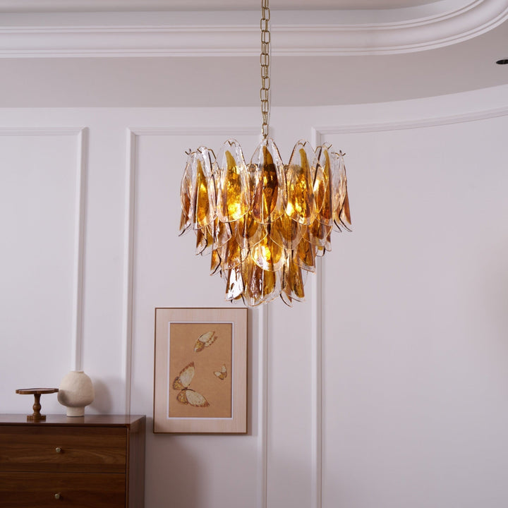 Aurora Lustre Ambre Feuille Verre Superposé Organique Chaleur - Neutralighting