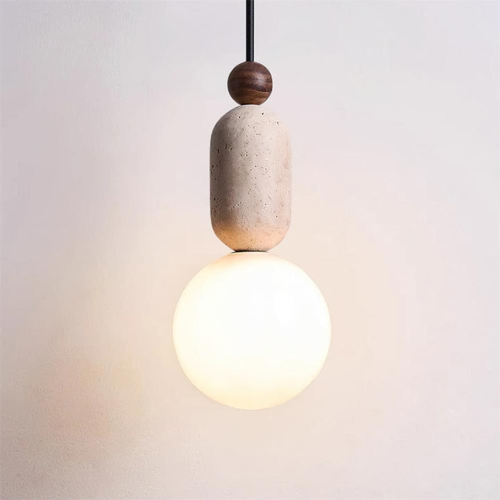 Gavon Lampe Suspendue en Verre et Travertin - Neutralighting