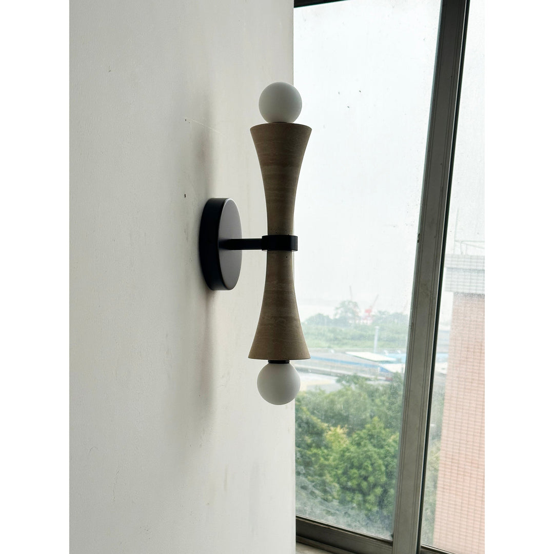 Aura Lampe Murale En Travertin Et Verre Minimaliste Moderne - Neutralighting