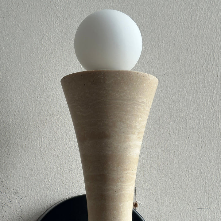 Aura Lampe Murale En Travertin Et Verre Minimaliste Moderne - Neutralighting
