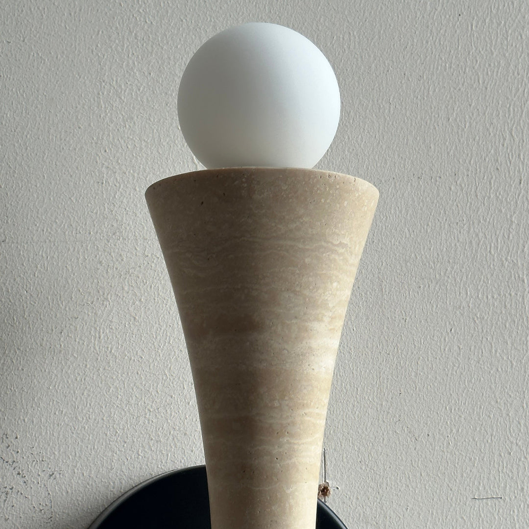 Aura Lampe Murale En Travertin Et Verre Minimaliste Moderne - Neutralighting