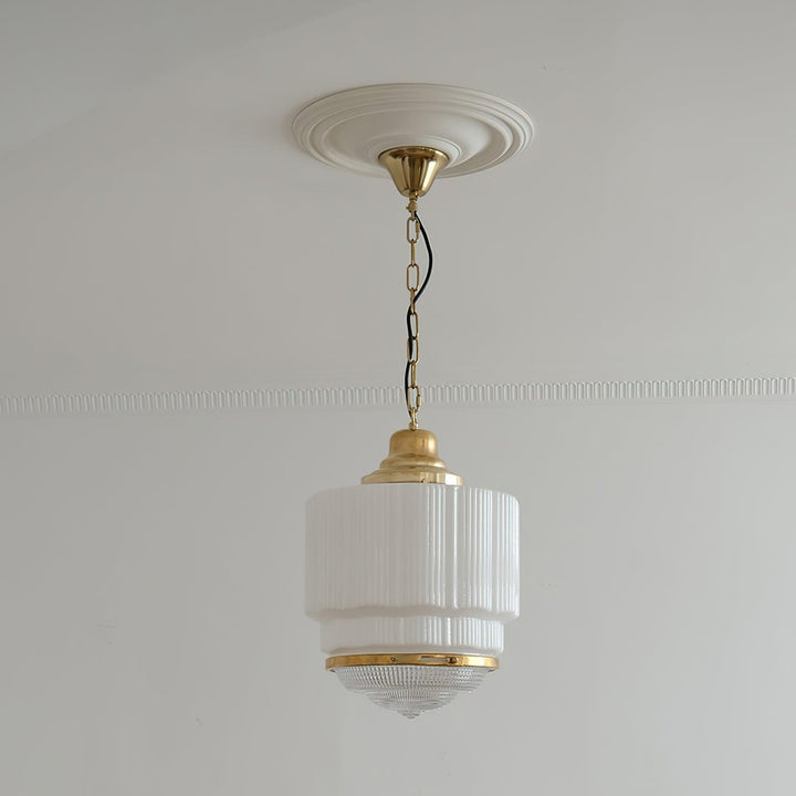 Lustra Suspension Laiton Verre Cannelé - Neutralighting
