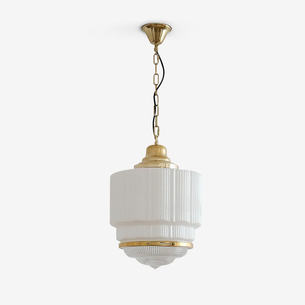 Lustra Suspension Laiton Verre Cannelé - Neutralighting