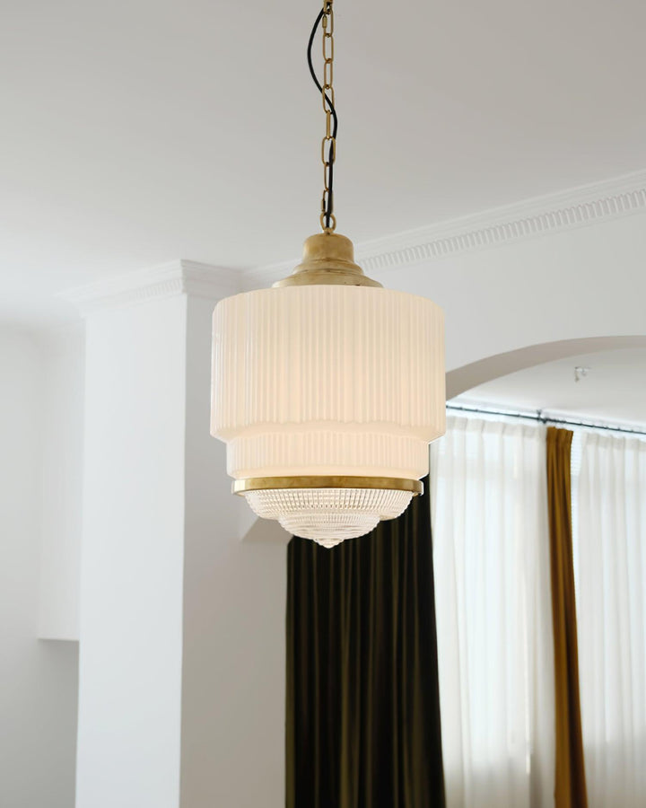 Lustra Suspension Laiton Verre Cannelé - Neutralighting