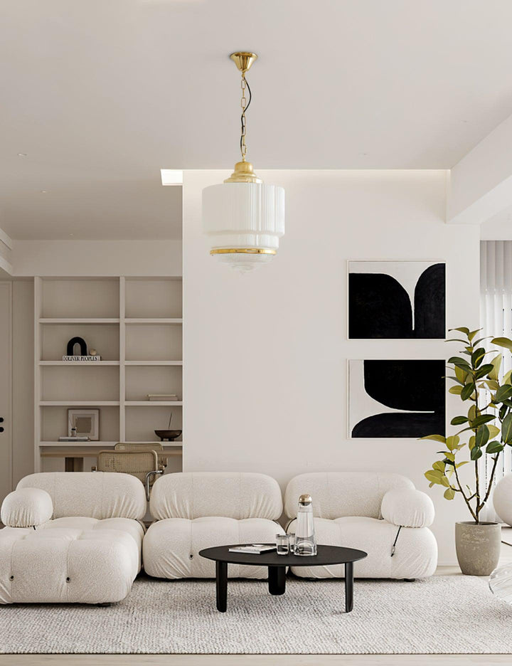 Lustra Suspension Laiton Verre Cannelé - Neutralighting