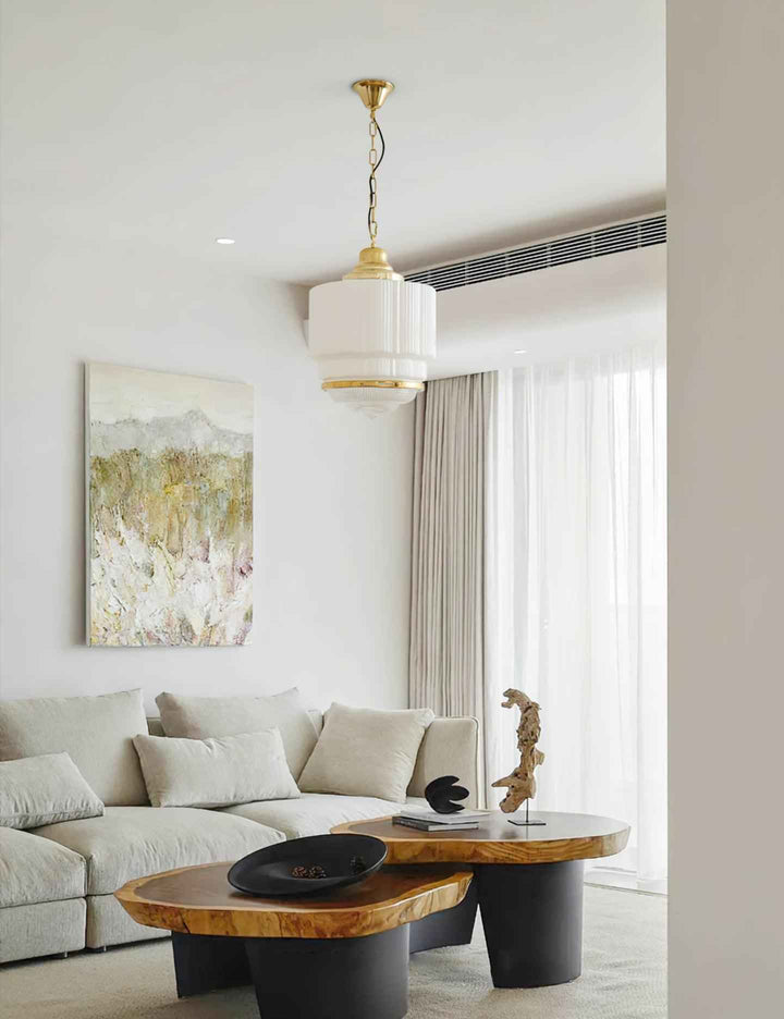 Lustra Suspension Laiton Verre Cannelé - Neutralighting