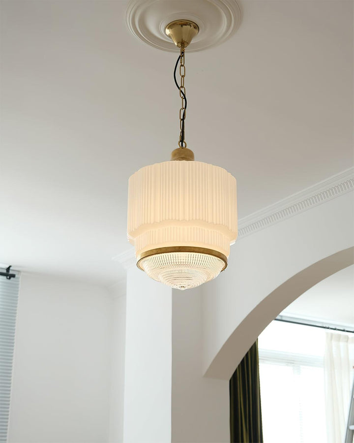 Lustra Suspension Laiton Verre Cannelé - Neutralighting