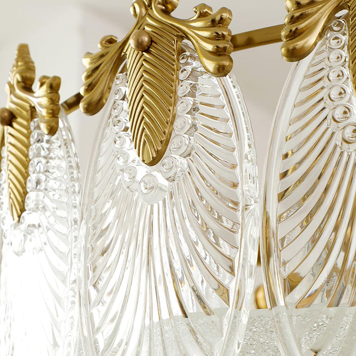 Lustra Chandelier en Verre Pétales avec Cadre Doré Rond - Neutralighting