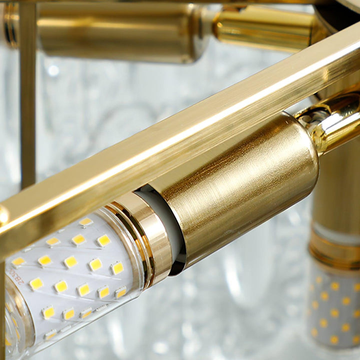 Lustra Chandelier en Verre Pétales avec Cadre Doré Rond - Neutralighting