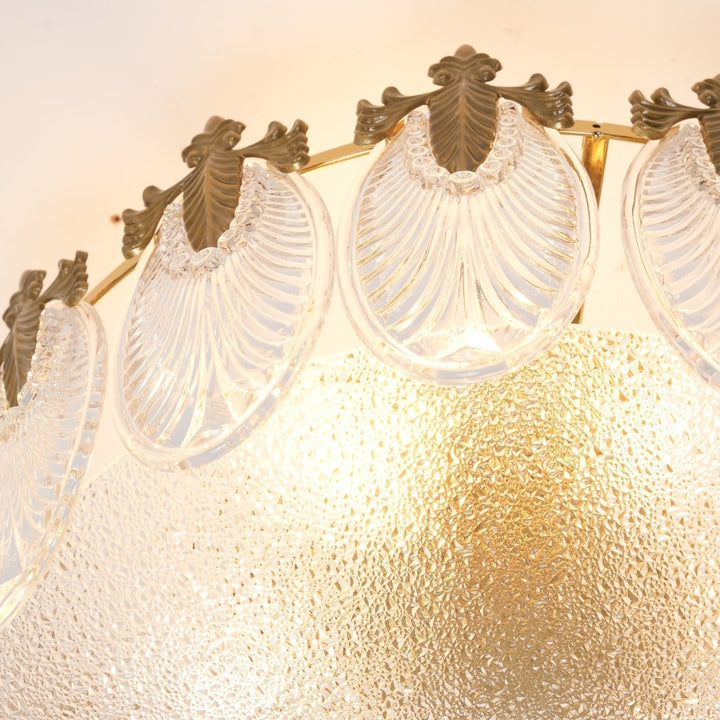 Lustra Chandelier en Verre Pétales avec Cadre Doré Rond - Neutralighting