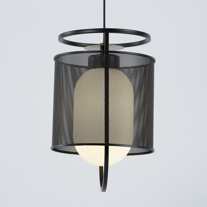 Solara Suspension Cylindre en Maille Accent en Laiton Industriel - Neutralighting