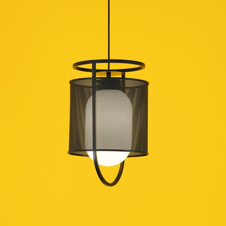 Solara Suspension Cylindre en Maille Accent en Laiton Industriel - Neutralighting