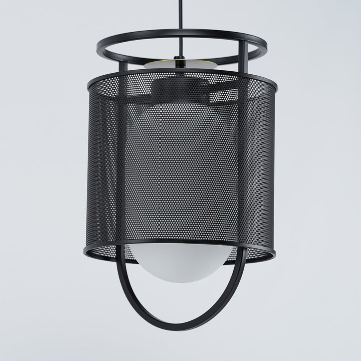 Solara Suspension Cylindre en Maille Accent en Laiton Industriel - Neutralighting