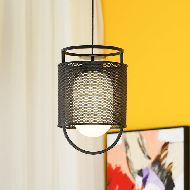 Solara Suspension Cylindre en Maille Accent en Laiton Industriel - Neutralighting