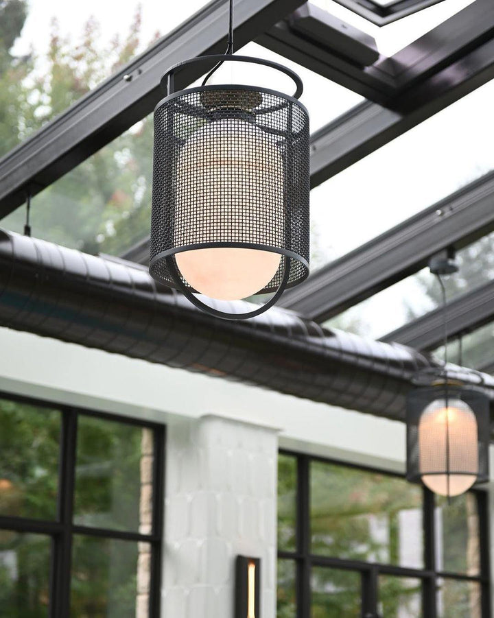 Solara Suspension Cylindre en Maille Accent en Laiton Industriel - Neutralighting