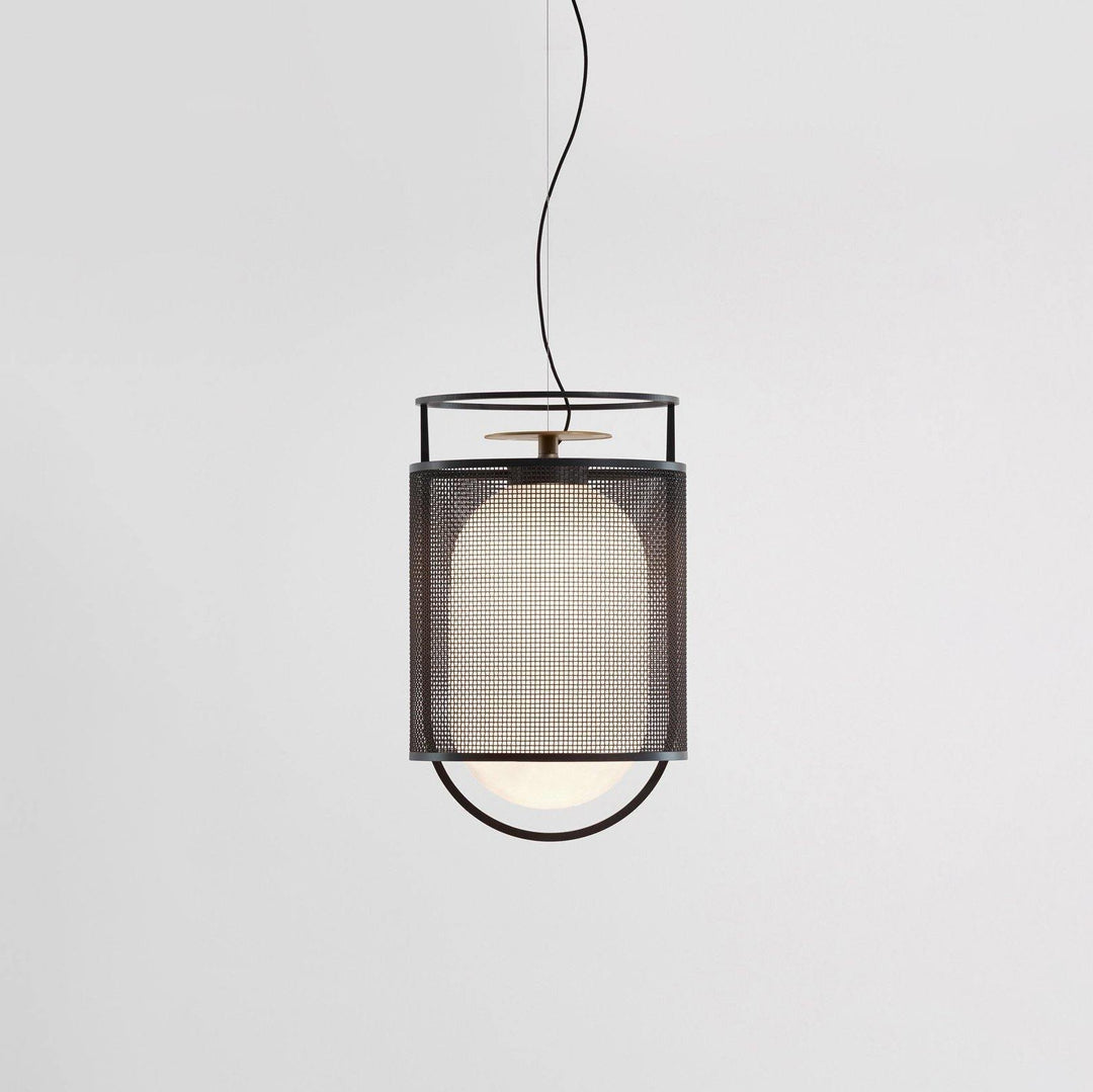Solara Suspension Cylindre en Maille Accent en Laiton Industriel - Neutralighting