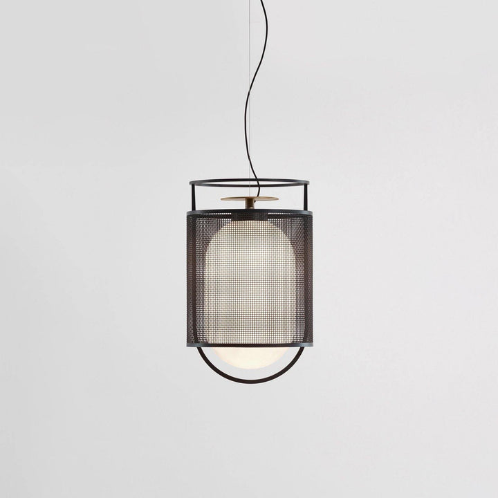 Solara Suspension Cylindre en Maille Accent en Laiton Industriel - Neutralighting