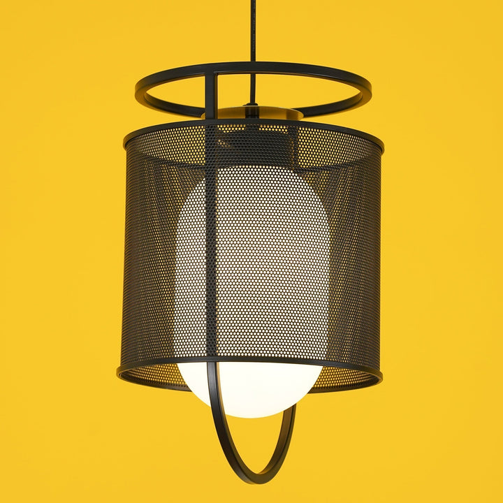 Solara Suspension Cylindre en Maille Accent en Laiton Industriel - Neutralighting