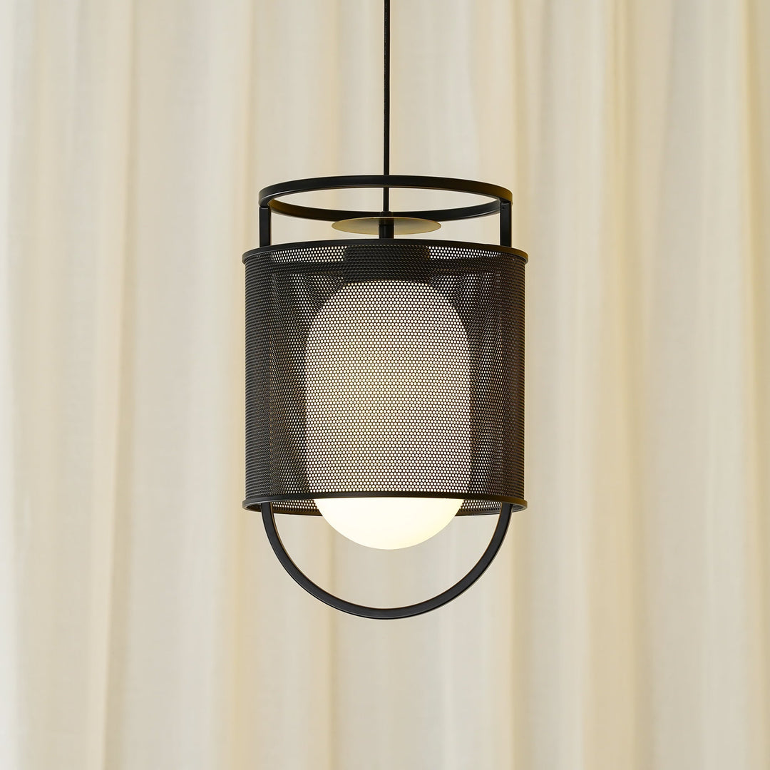 Solara Suspension Cylindre en Maille Accent en Laiton Industriel - Neutralighting